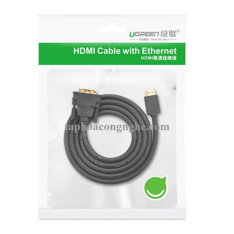 Ugreen 10138 10M màu Đen Cáp chuyển đổi HDMI sang DVI 24 + 1 thuần đồng HD106 30010138